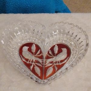 Vintage cut crystal heart Bowl